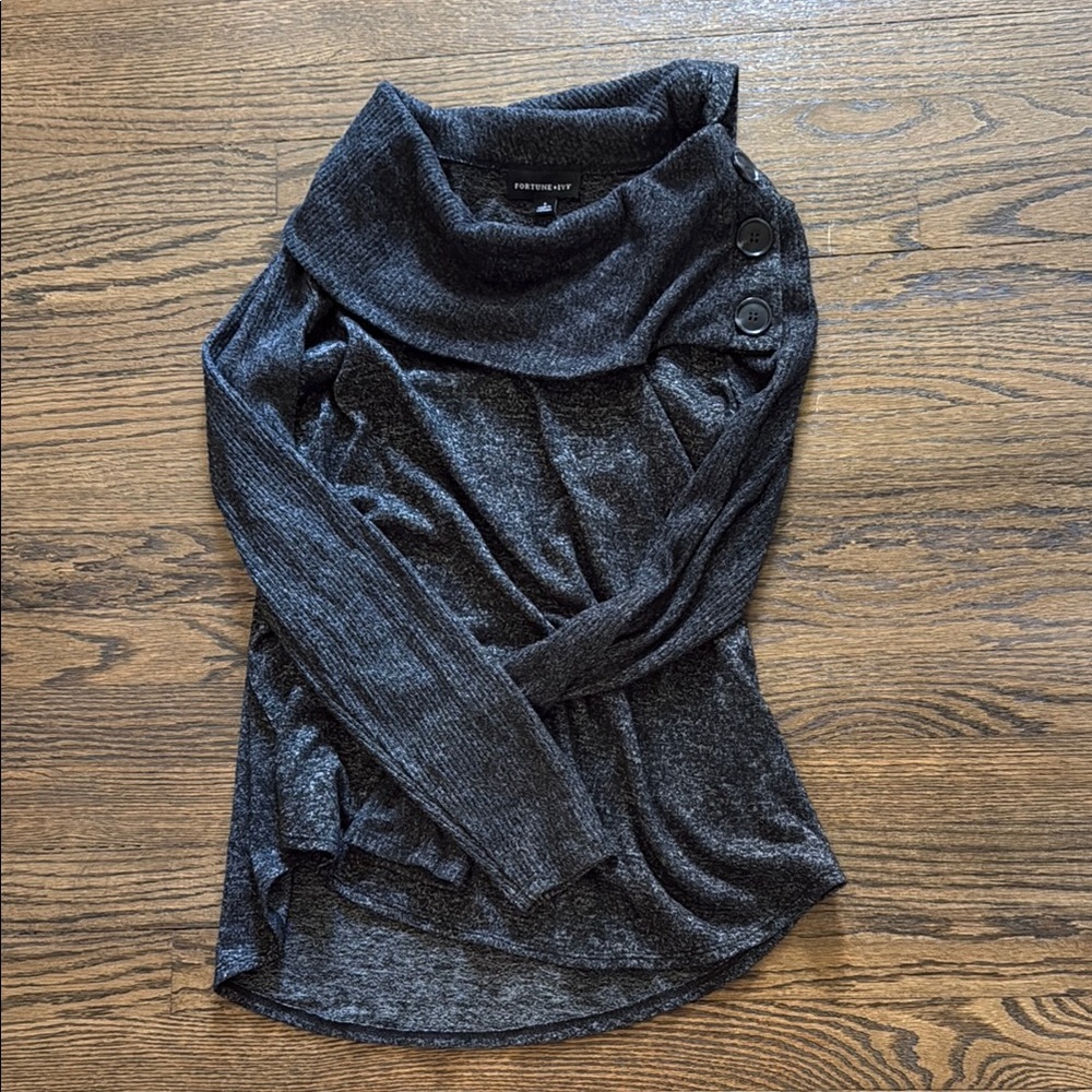 Gray Cowl Neck Sweater